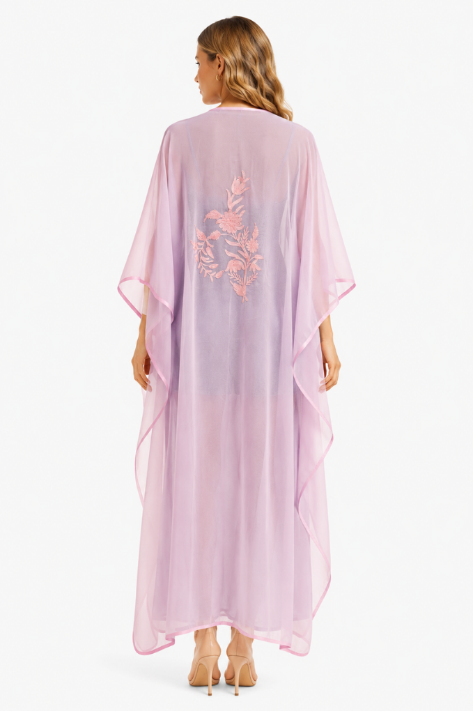 Rosé Floral Embroidered Kaftaan
